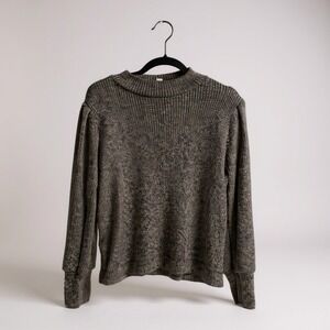 Loft black and gold ribbed long-sleeved sweater XL